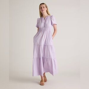Quince 100% Organic Cotton Poplin Tiered Maxi Dress - Lavender - Size Large